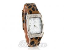 Analog Armbanduhr Damen mit einzigartigen Leoparden Muster Armband